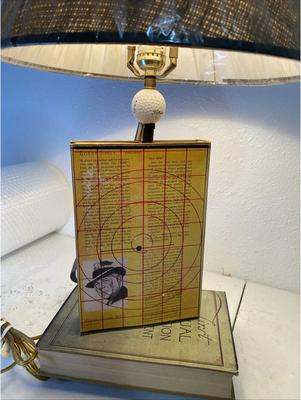 Vintage Bobby Jones Golf Lamp Plastic Still On Lampshade West Palm Beach Rare !!